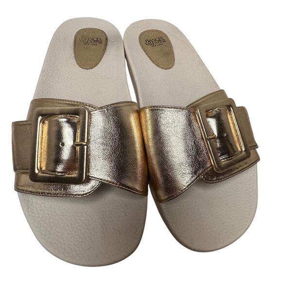 Frances Valentine Gold Slide Sandals - Picture 9 of 15